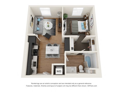 The Postmark Apartments A2B 3D Floor Plan
