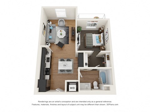 The Postmark Apartments A4B 3D Floor Plan
