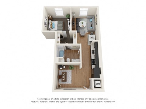 The Postmark Apartments A5B 3D Floor Plan