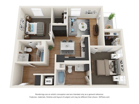 The Postmark Apartments B5B 3D Floor Plan