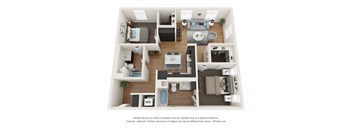 The Postmark Apartments B7B 3D Floor Plan