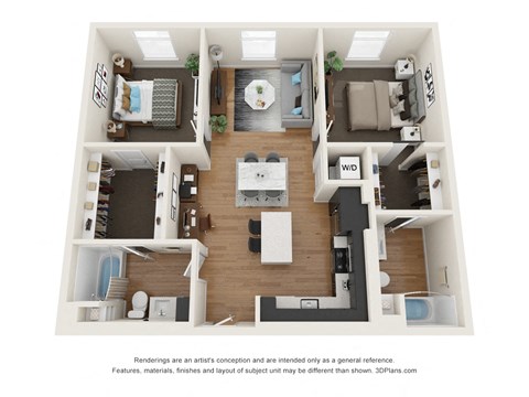 The Postmark Apartments B8B 3D Floor Plan