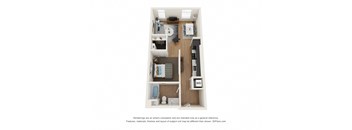The Postmark Apartments I1B 3D Floor Plan