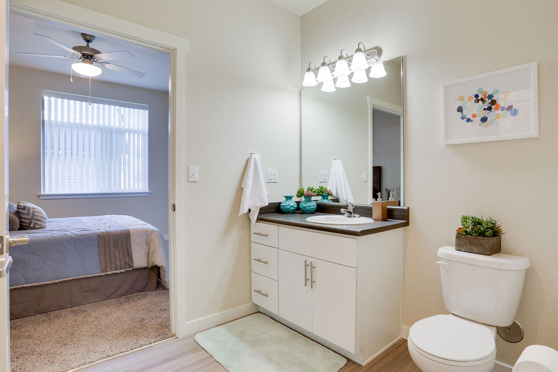 River House Apartments Bathroom and Vanity