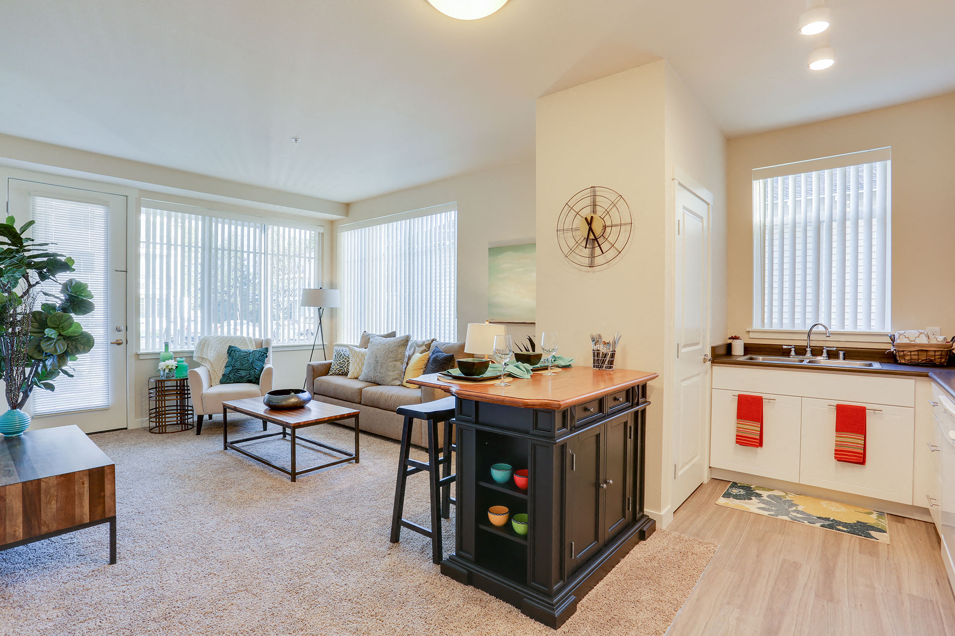River House Apartments Dining Area and Living Room