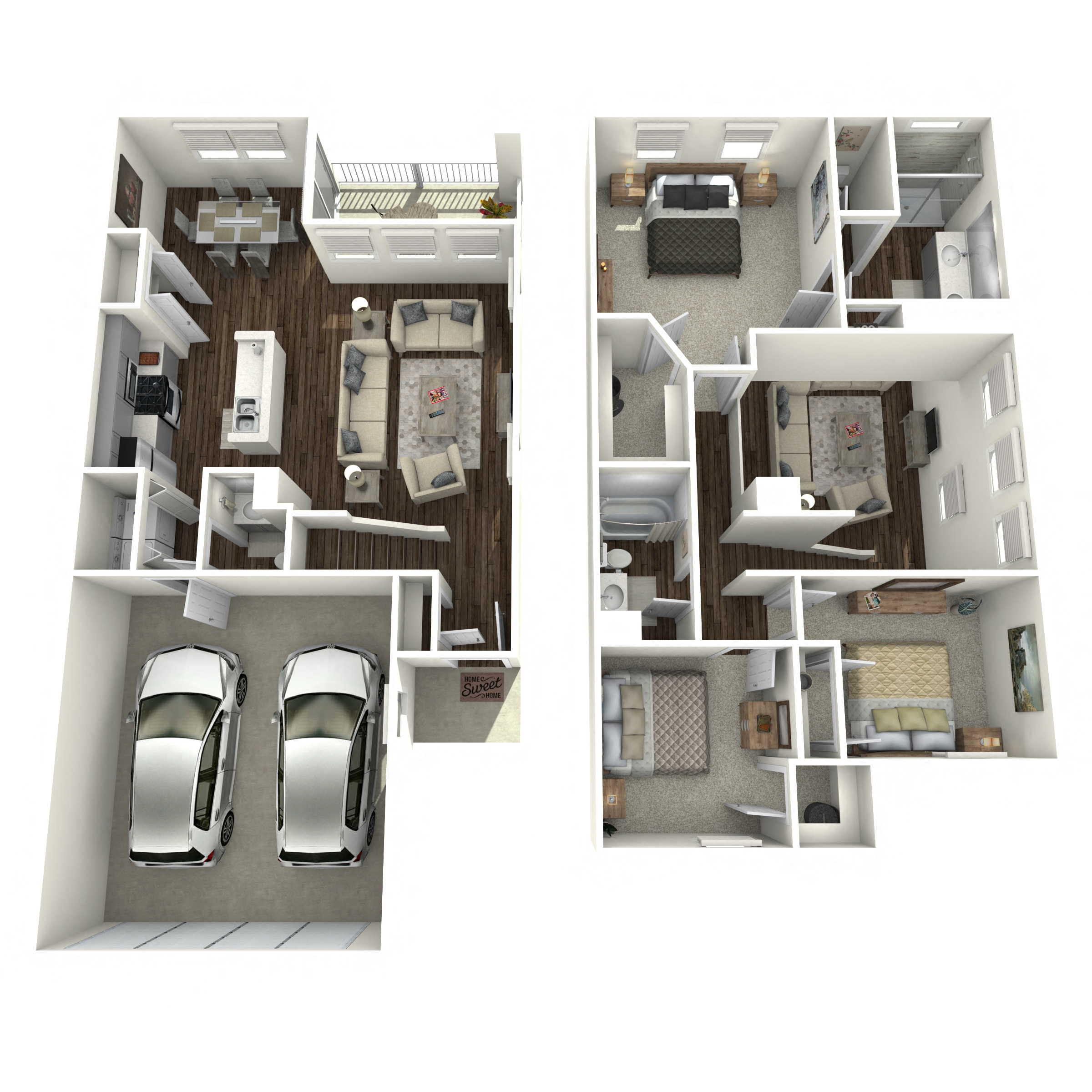 Rivers Edge Rental Homes Furnished C2 3D Floor Plan