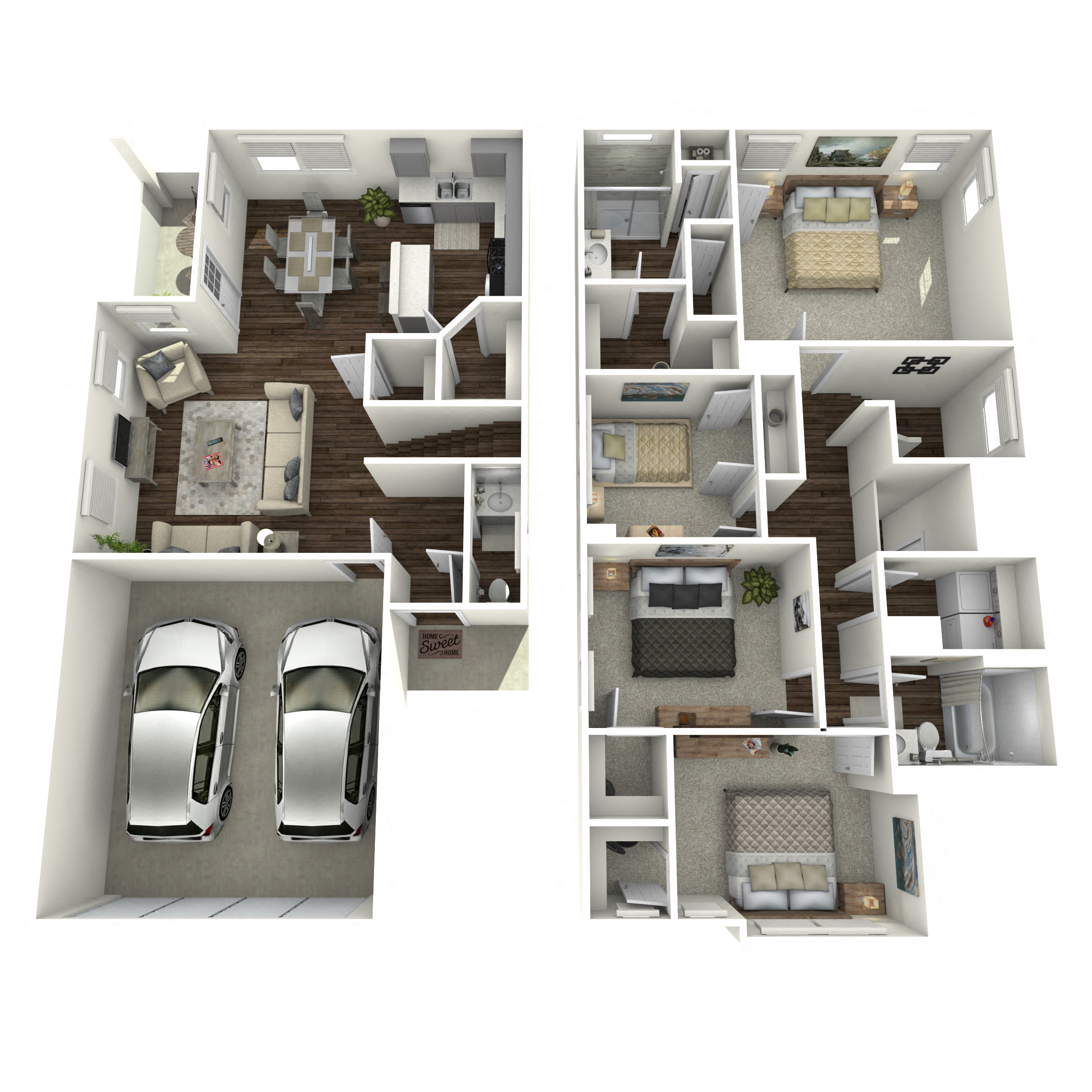 Rivers Edge Rental Homes Furnished D1 3D Floor Plan