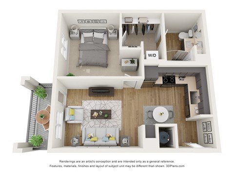 Sante Apartments  3D Floor Plan A1