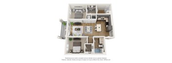 Sante Apartments  3D Floor Plan B1