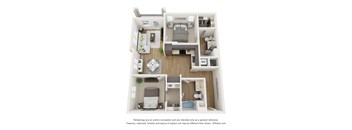 a stylized floor plan of a 1 bedroom192 sq ft