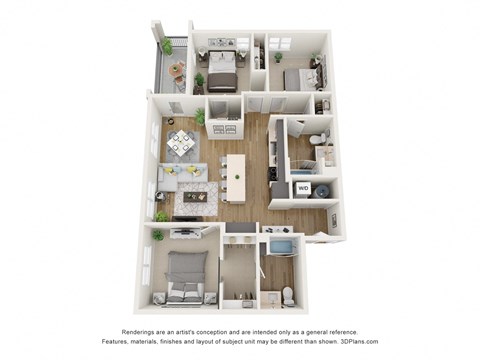 Sante Apartments  3D Floor Plan C1