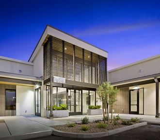The Aviary Exterior Leasing Center at Dusk