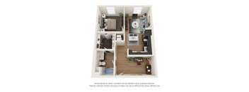 The Postmark 3D Floorplan 1x1 G with Den
