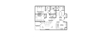 a floor plan of a house with bedrooms and a living room