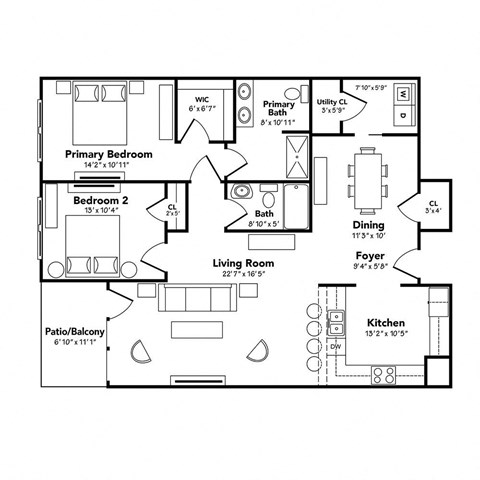 a floor plan of a house with bedrooms and a living room