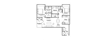 a floor plan of a house with bedrooms and a living room