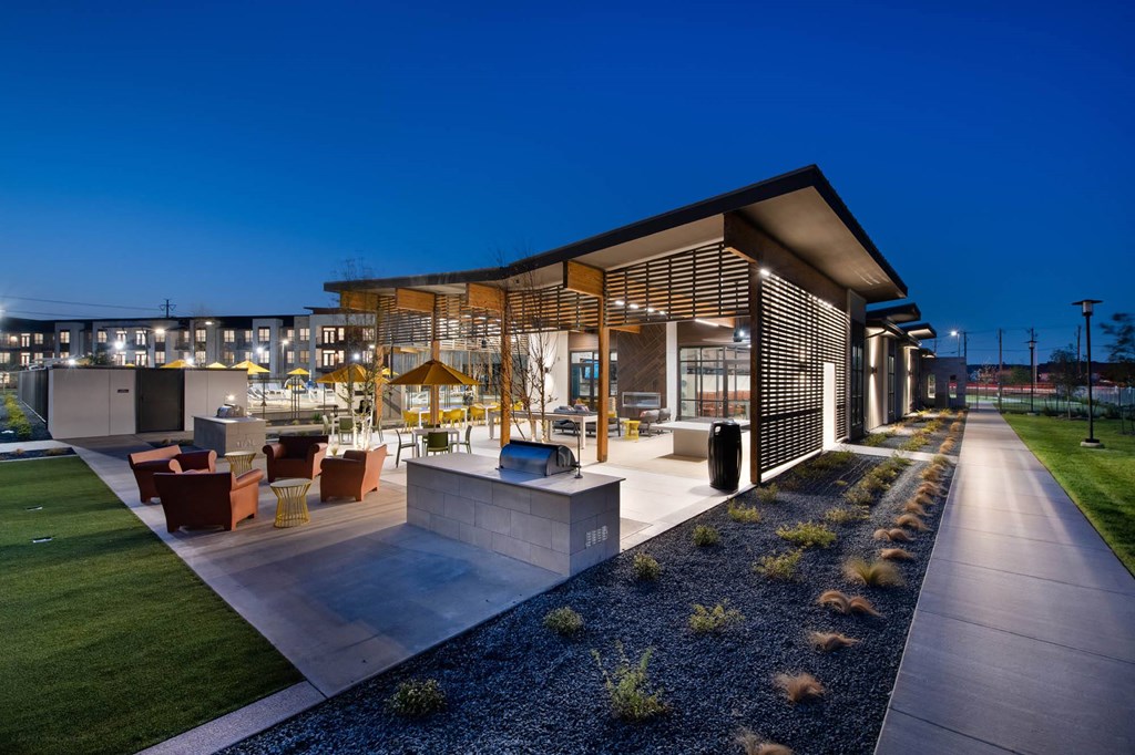 Corsair Apartments Exterior at Night