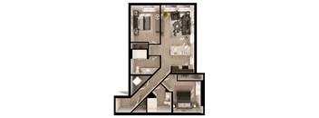 a 3d drawing of a floor plan of a house