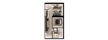 a floor plan of a small apartment with a living room
