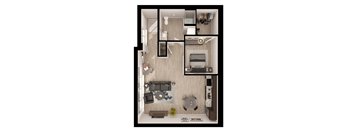 a floor plan of a 1 bedroom apartment