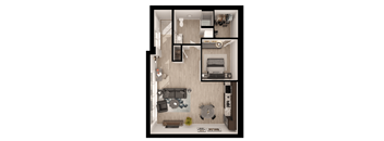 a floor plan of a 1 bedroom apartment