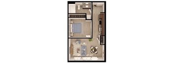 a floor plan of a bedroom with a living room and a dining room