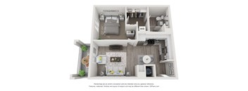 a 1 bedroom floor plan with a bathroom and a living room