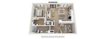 a 1 bedroom floor plan with a bathroom and a living room