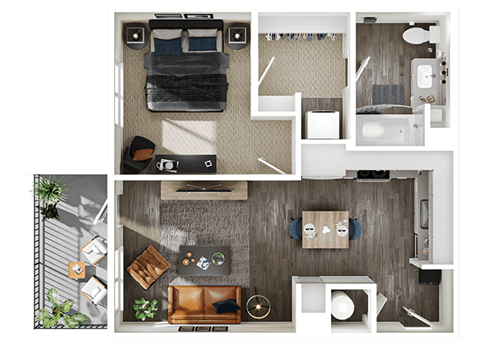 Halogen Apartments A1 3D Floor Plan
