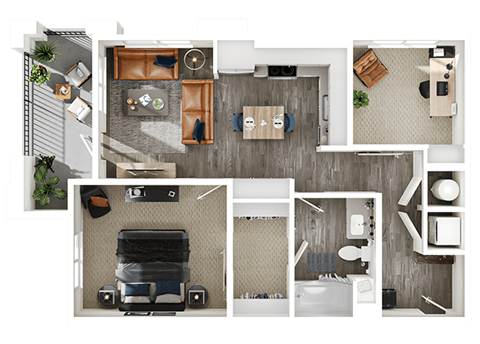 Halogen Apartments A4 3D Floor Plan