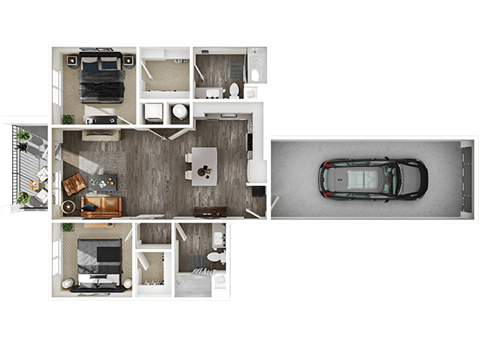 Halogen Apartments B1G 3D Floor Plan