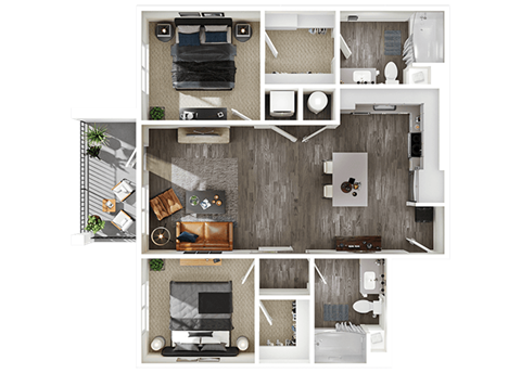 Halogen Apartments B1 3D Floor Plan