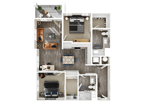 Halogen Apartments B2 3D Floor Plan