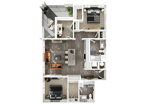 Halogen Apartments B3 3D Floor Plan