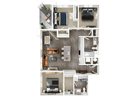 Halogen Apartments C1 3D Floor Plan