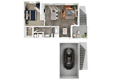 Halogen Apartments Carriage 3D Floor Plan