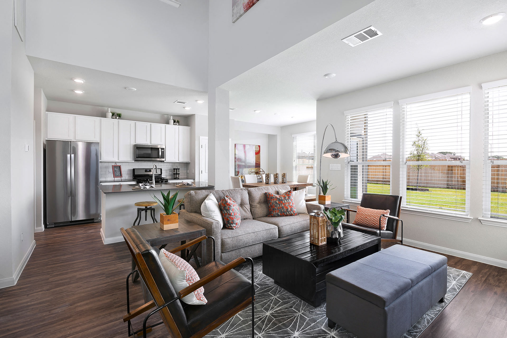 a living room with a couch and a table