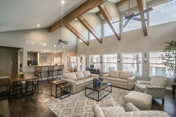 Clubhouse view at Amberly Village Townhomes, Texas, 75040