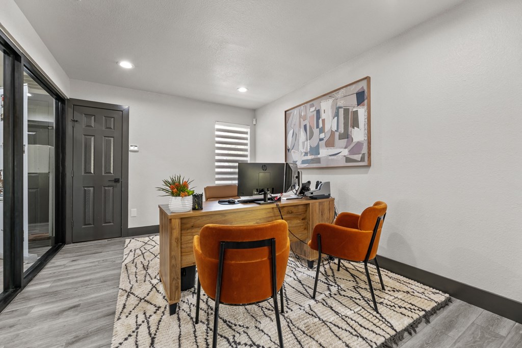 the study area with desk and chairs at the enclave at The Hills at Ironhorse, Texas