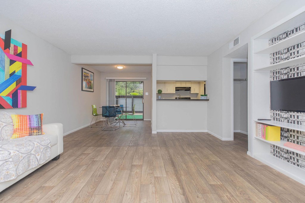 a living room with a couch and a tv