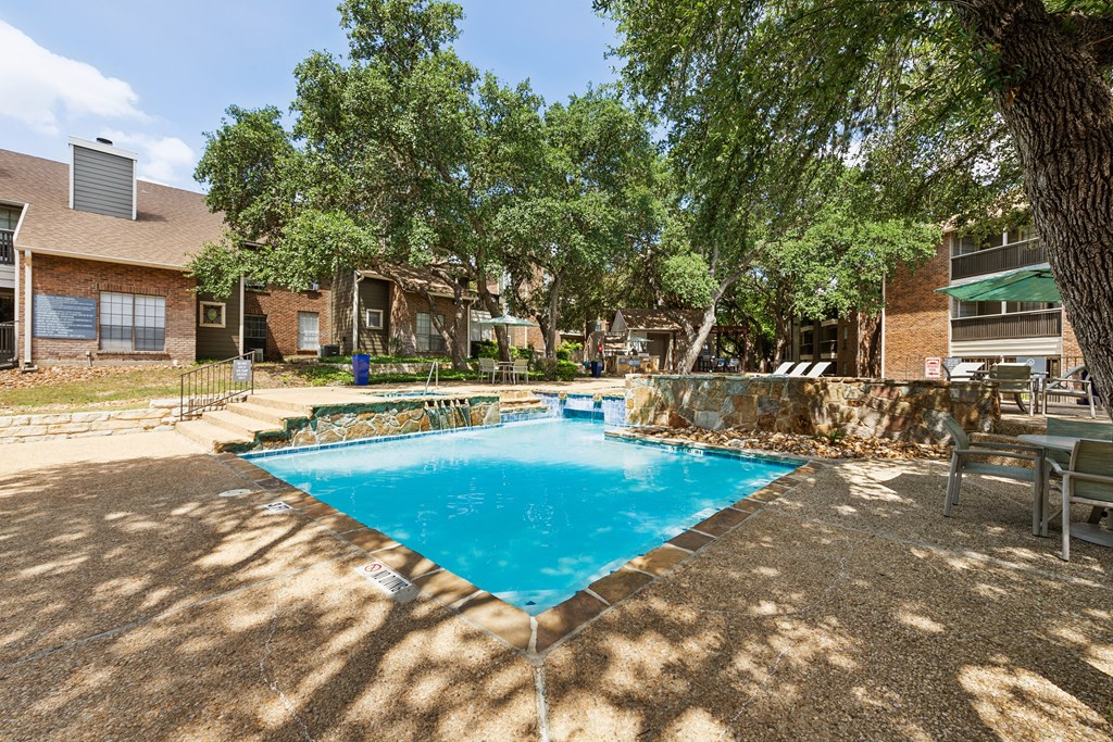 our apartments have a swimming pool and a patio