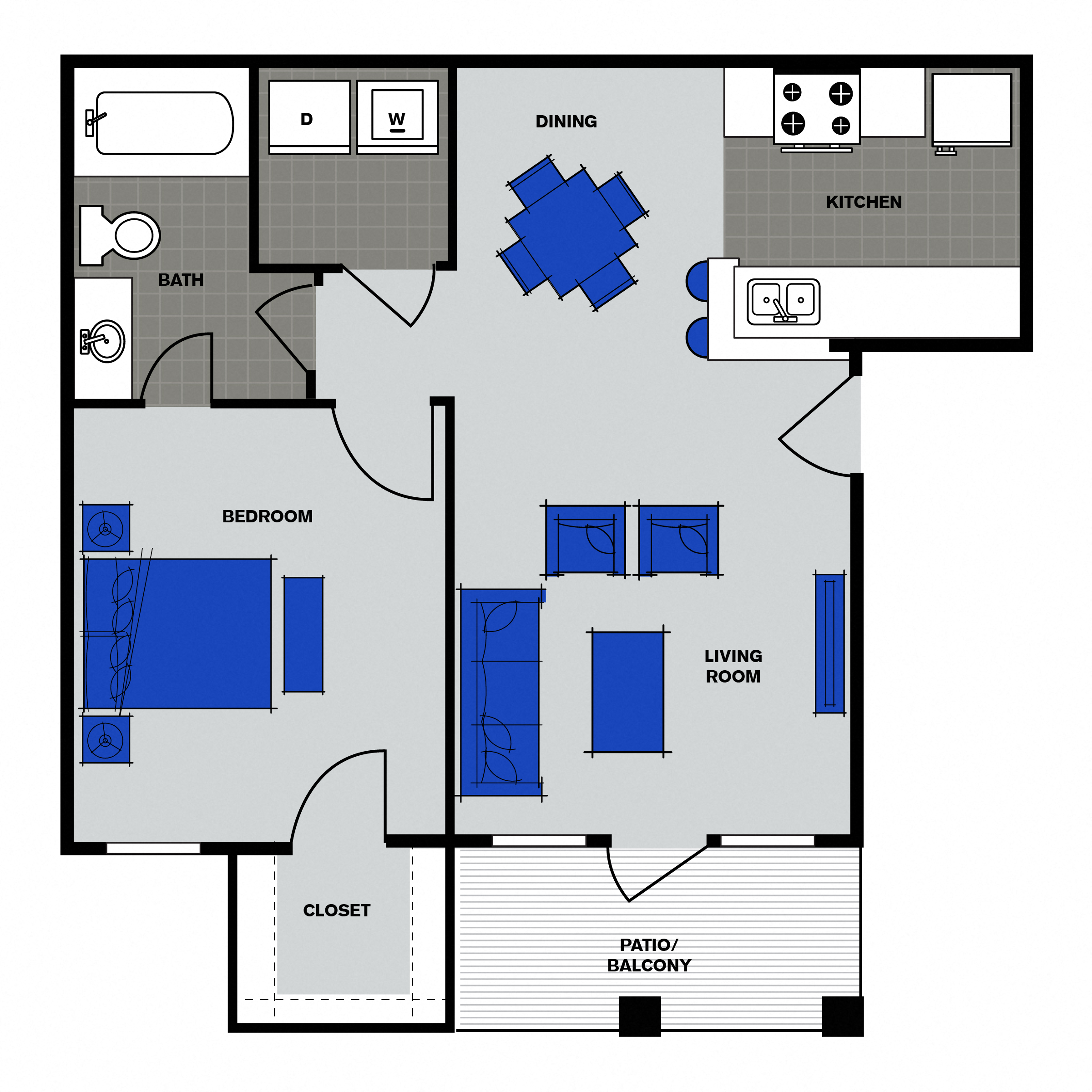 A1 | 650 SQ FT | 1 BED / 1 BATH