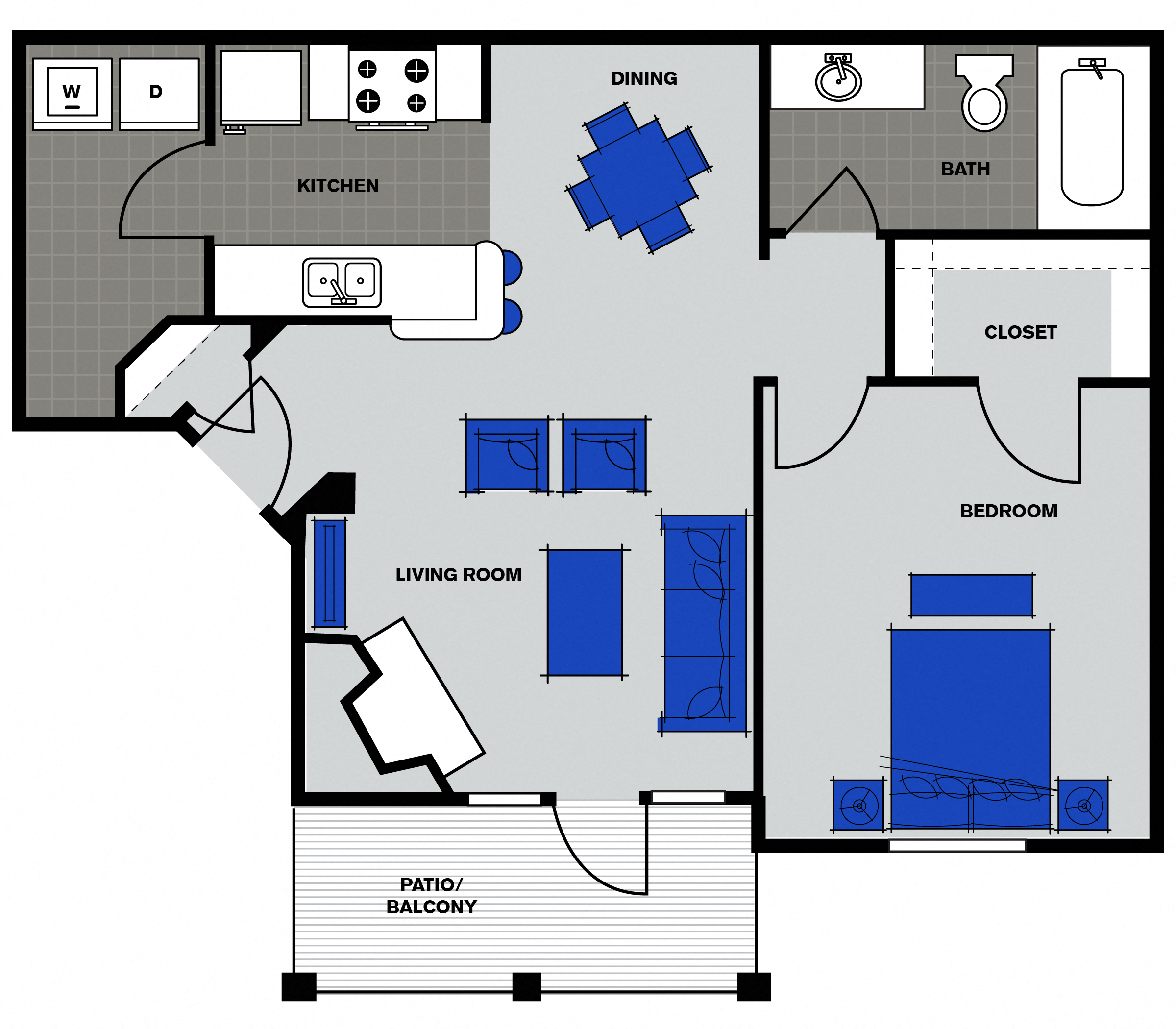A2 | 717 SQ FT | 1 BED / 1 BATH