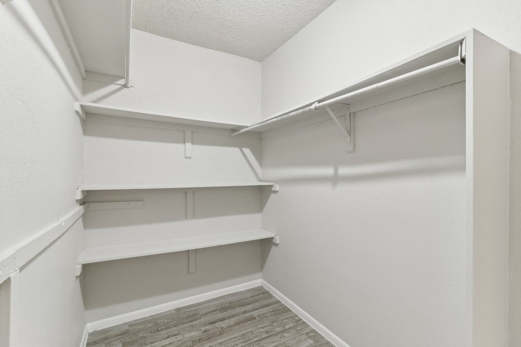 the spacious walk in closets in every apartment at The Escapade Apartments