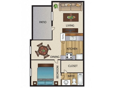 A1 Floor Plan at 5636 Apartment Homes, Dallas, 75254