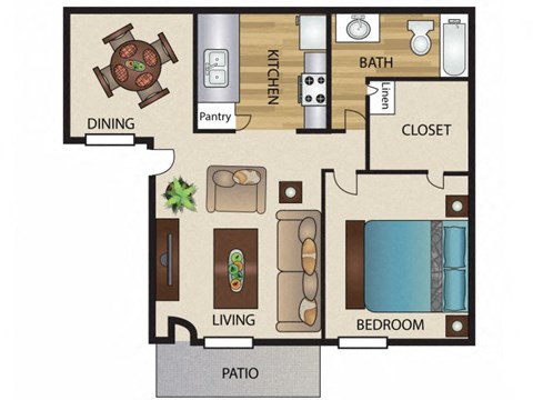 A2 Floor Plan at 5636 Apartment Homes, Dallas, Texas