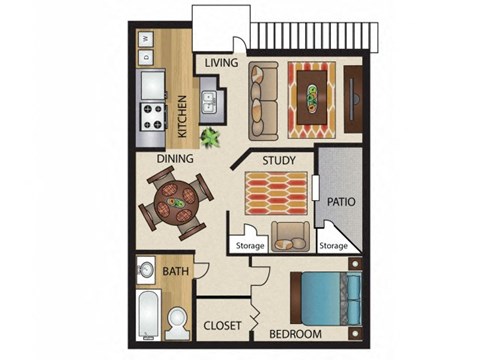 A3 Floor Plan at 5636 Apartment Homes, Dallas
