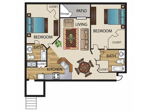 B2G Floor Plan at 5636 Apartment Homes, Texas, 75254