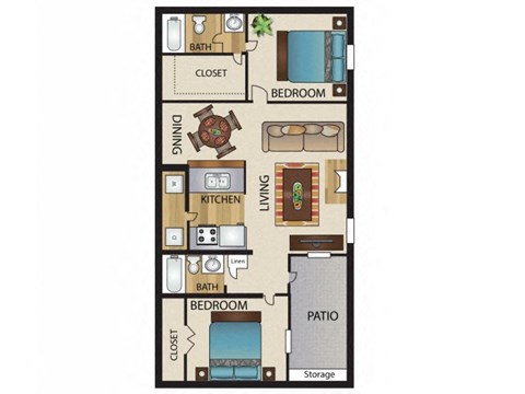 B1 Floor Plan at 5636 Apartment Homes, Dallas, TX, 75254