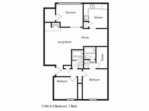B2 Floor Plan at Century Park, Dallas